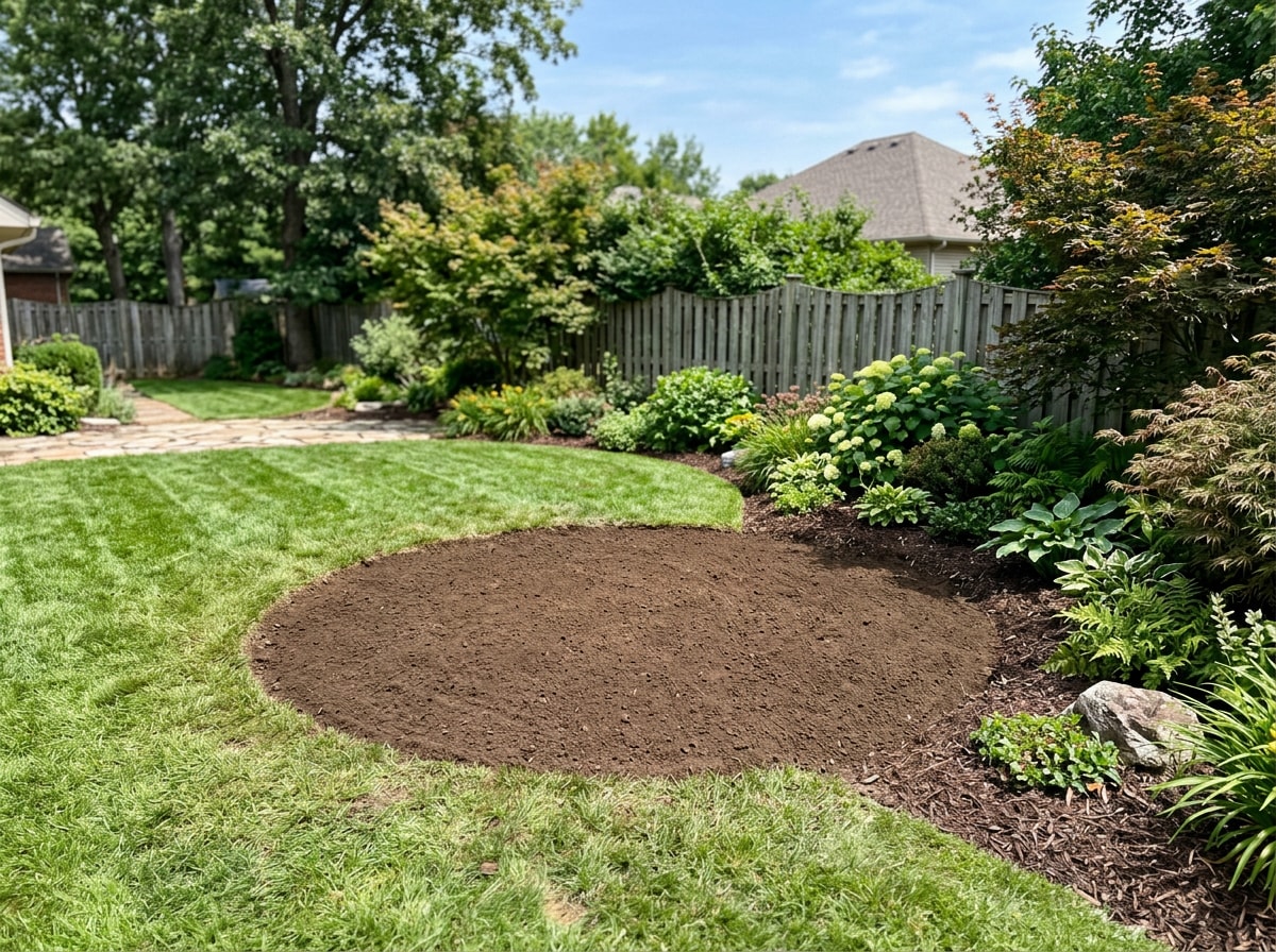 Cleared yard area after stump grinding, ready for new landscaping in Wake Forest, NC